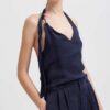 Top cupro blu
