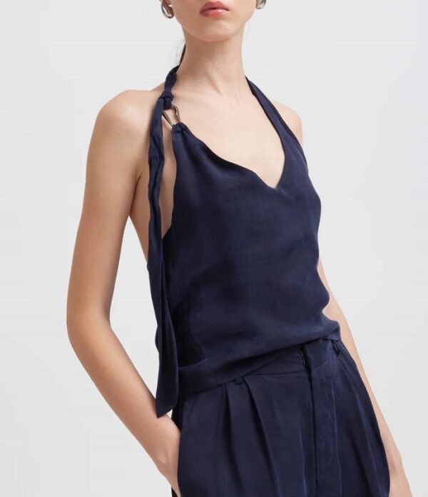 Top cupro blu
