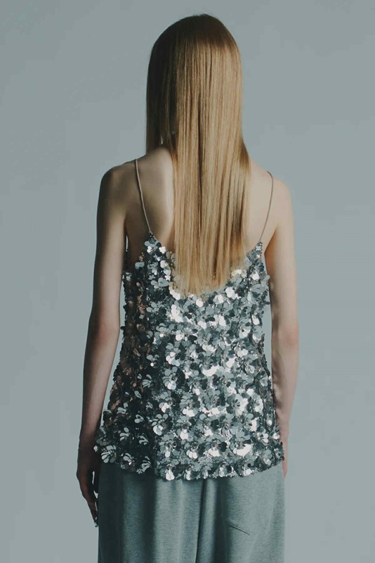 Top ricamo paillettes