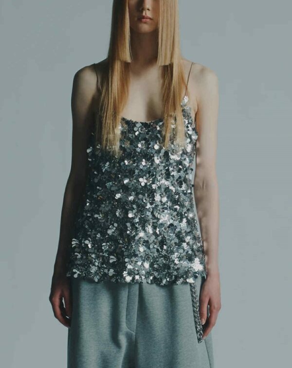 Top ricamo paillettes