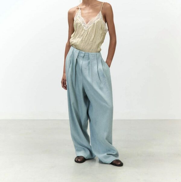 Pantalone pinces in lino