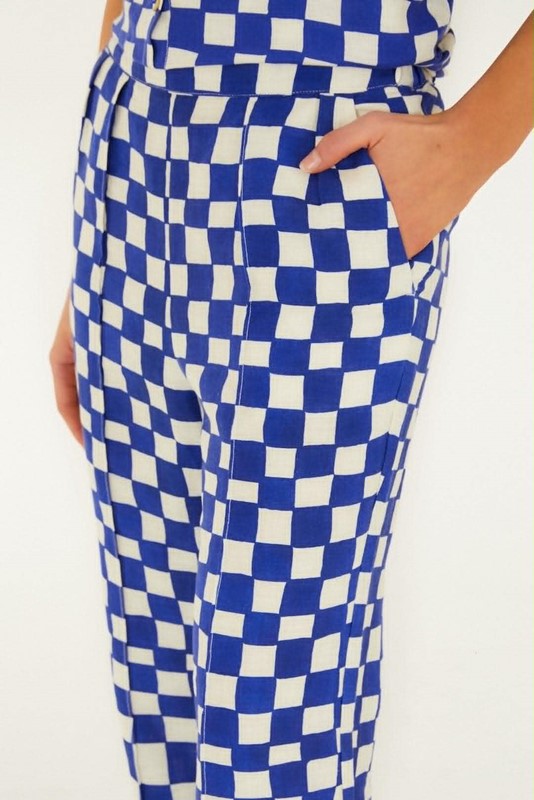 Pantalone check blu