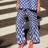Pantalone check blu