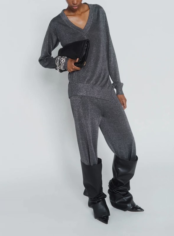 1B18F05AF3AC3DAFF3149B121858FBE1_ Pantalone cropped in lurex